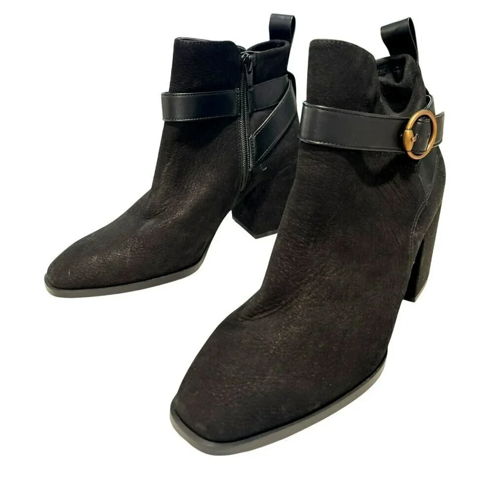 Vionic Tenley Black Water-Repellent Heeled Ankle Boots Size 8 NEW
